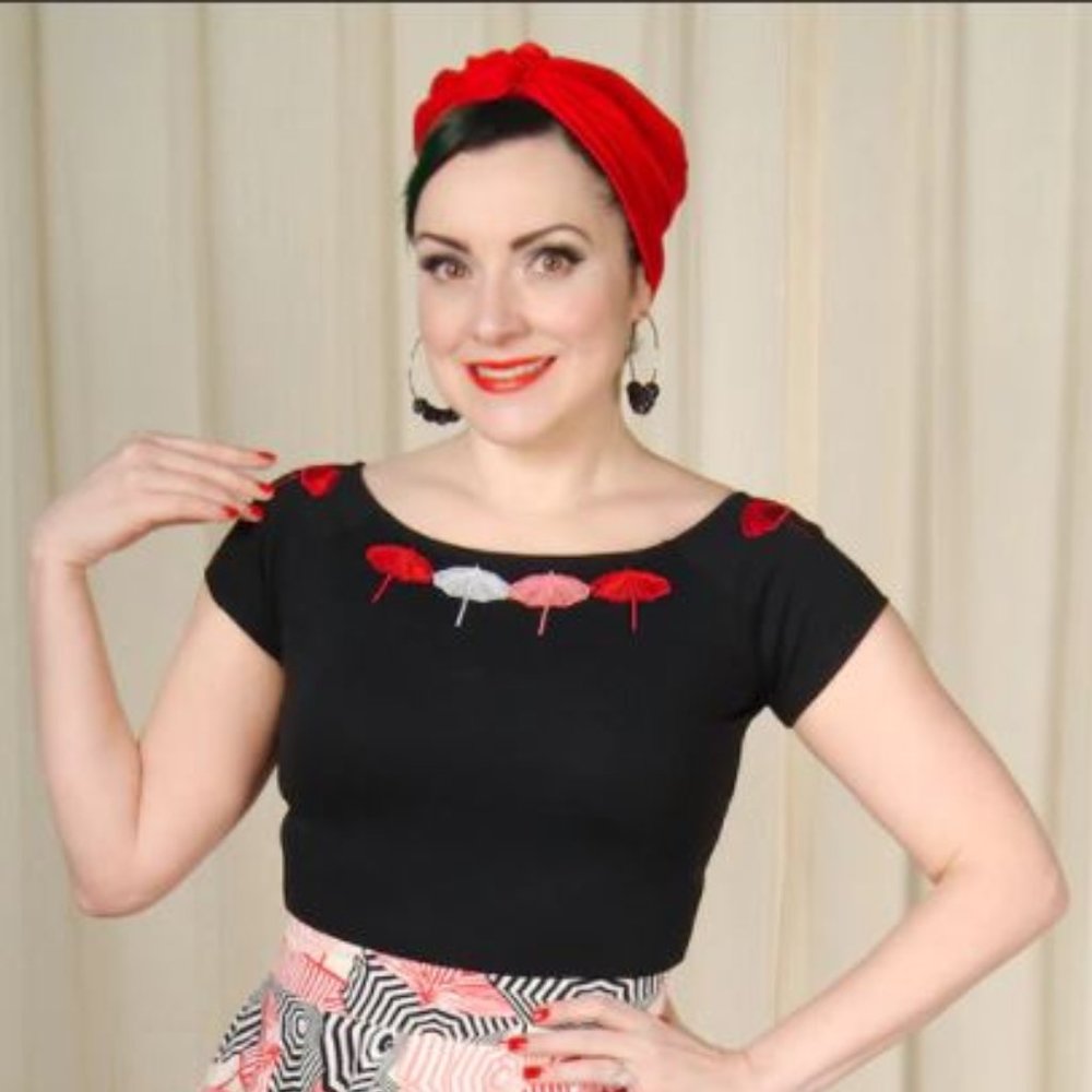 VOODOO VIXEN - Leah Parasole Knit Top - Black Sizez L / US 8 NWT